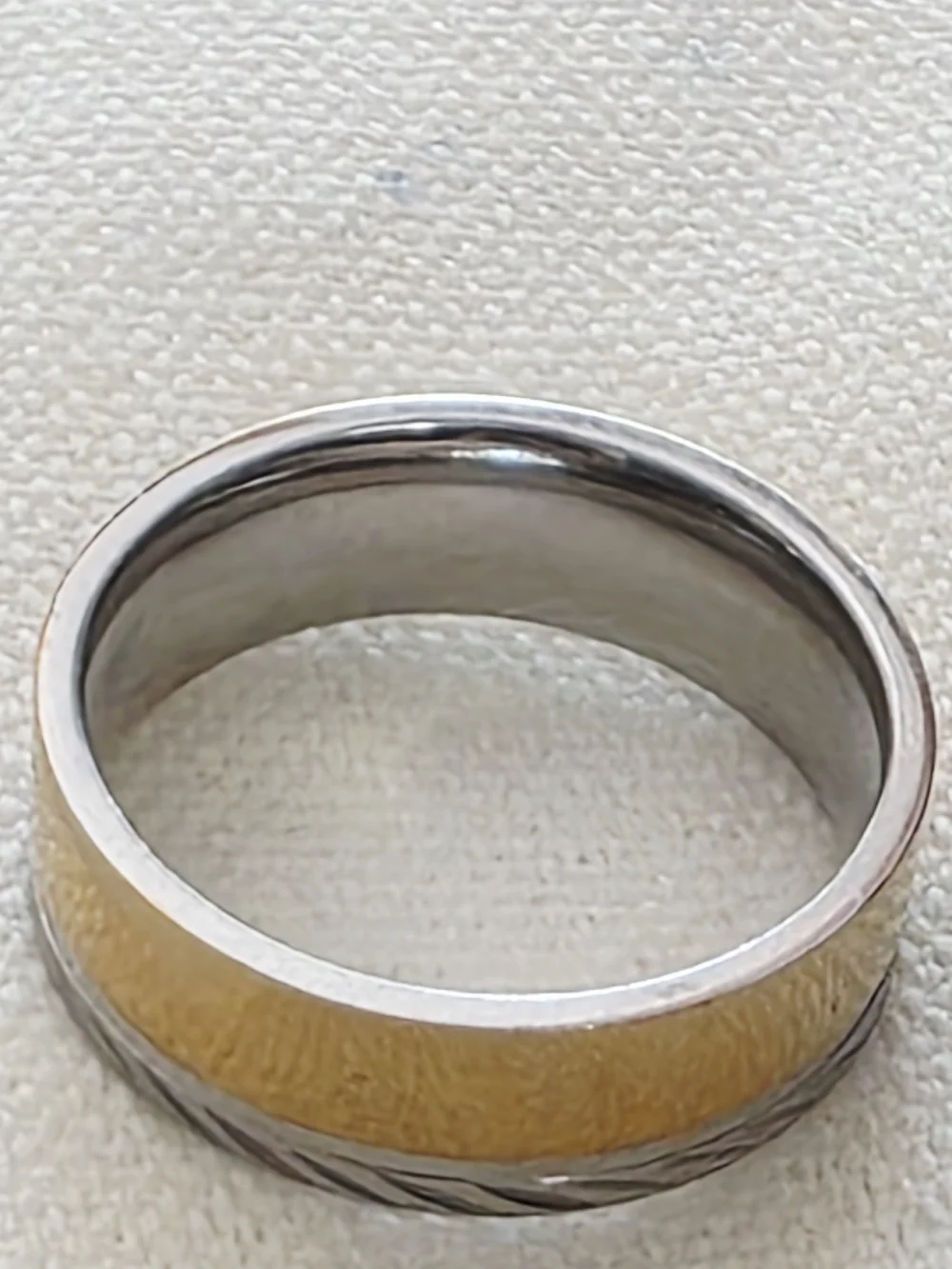 Vintage Two Tone Band Ring Minimalist Unisex Silver Gold Size 9